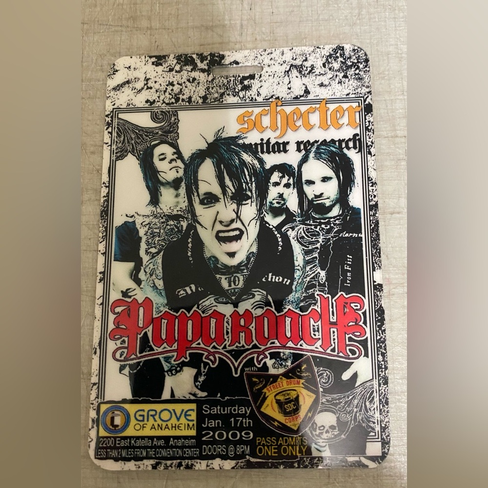 Papa Roach VIP pass at the Grove of Anaheim Saturday, January 17, 2009